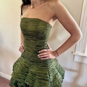 Strapless Corset Cocktail Dress- Green
